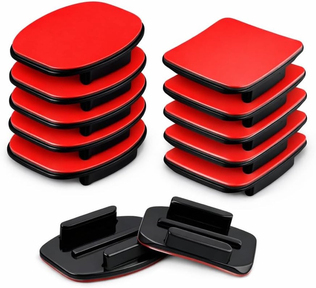 Set van 12 Hechtingspads voor Actiecamera's - Sterke Plakpads voor Helmbevestigingen, Curved en Flat, Geschikt voor Diverse Modellen