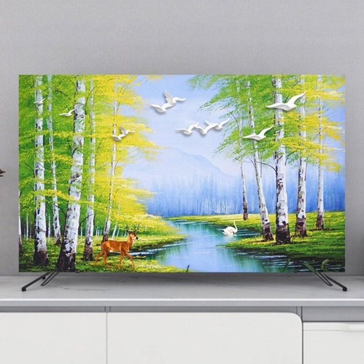 TV Stofhoes - Schermprotector Decoratie - TV Beschermen - Elastisch Polyester - 32-80 inch - Landschap1