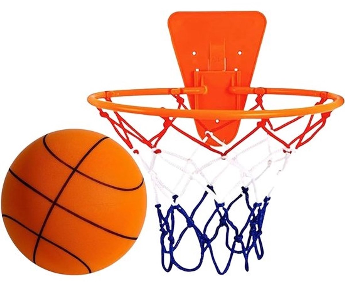Stille basketbalring set - Indoor basketbal oefenring - Vaardigheden verbeteren - Kindvriendelijk ontwerp - 30 cm ring - Oranje