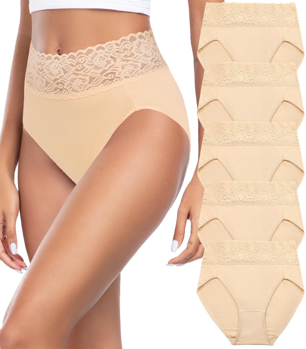 Dames Ondergoed - Hooggetailleerde Katoenen Boxers - Set van 5