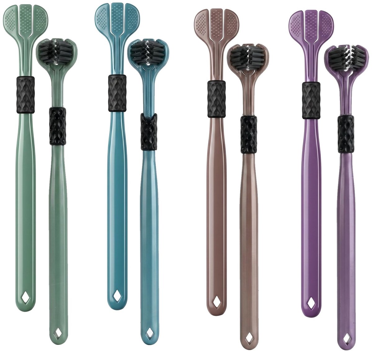 8 Stuks Driehoofd Tandenborstel Set - 3-in-1 Voor Volwassenen en Kinderen