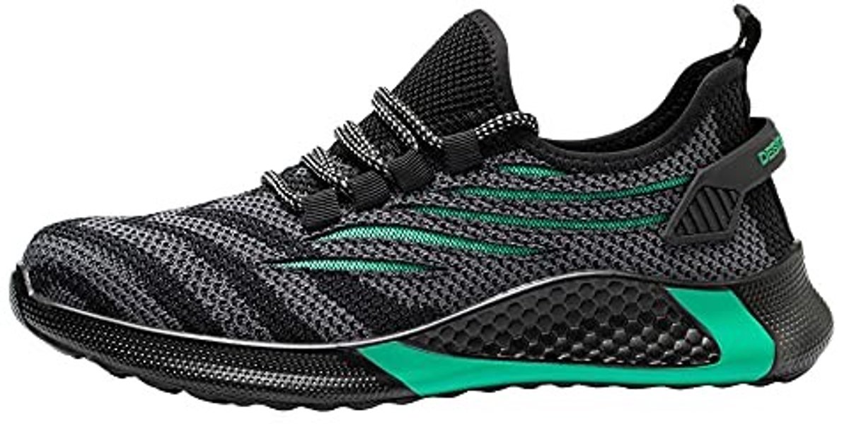 Werkschoenen voor heren en dames - Stalen neus, ademend, lichtgewicht, groen