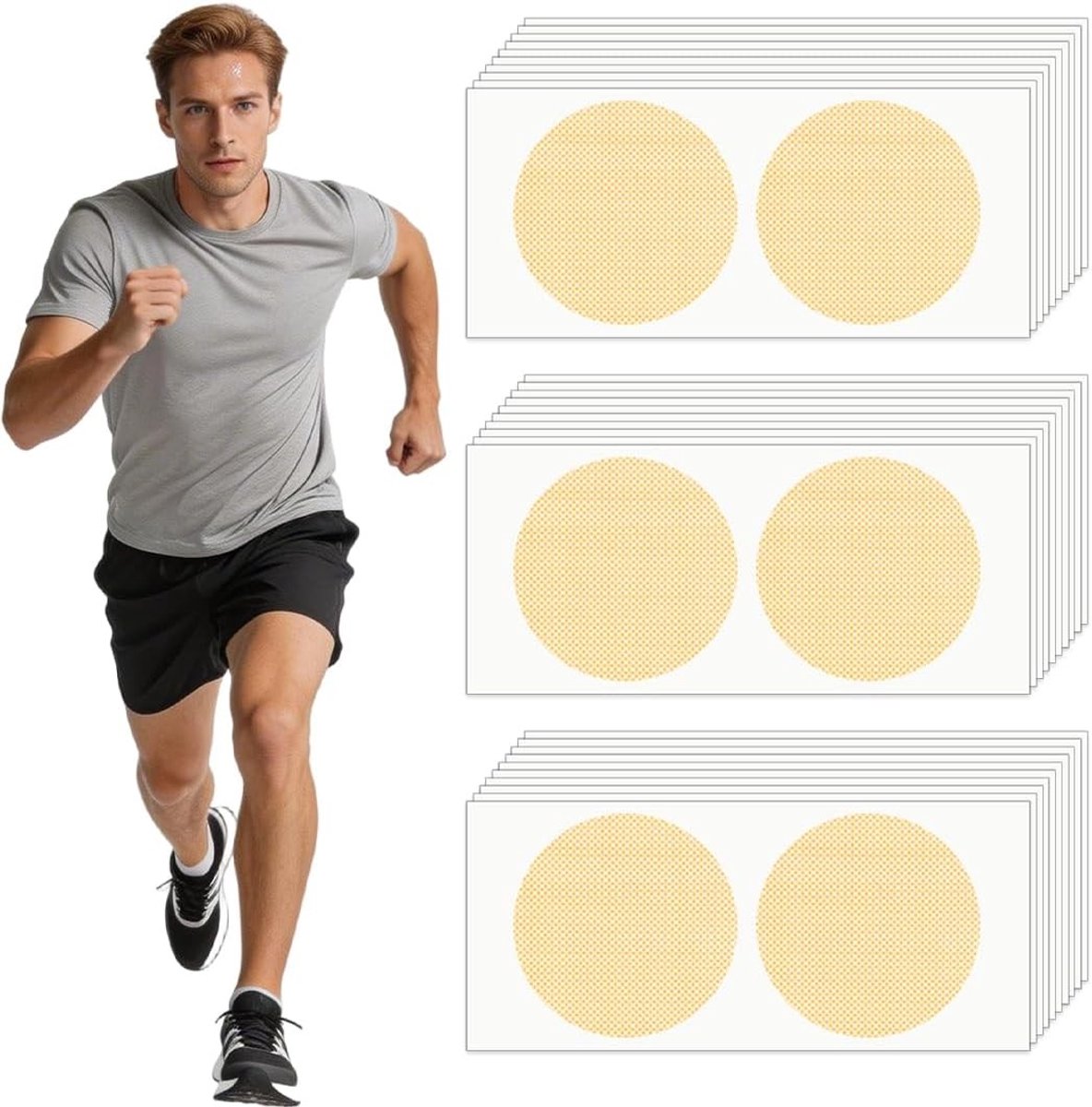 60 Wegwerp Tepelcovers voor Mannen - 30 Paar Antitranspirant, beige en Waterdicht voor Sportgebruik