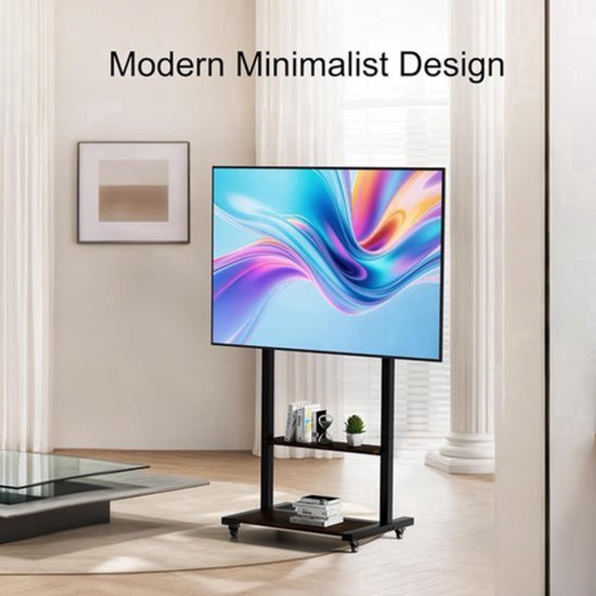 TV-standaard – TV-meubel – Televisiehouder – TV-voet – TV-rek – Kantelbaar – Zwarte Metalen Constructie – Geschikt Voor 40-86 Inch Televisies