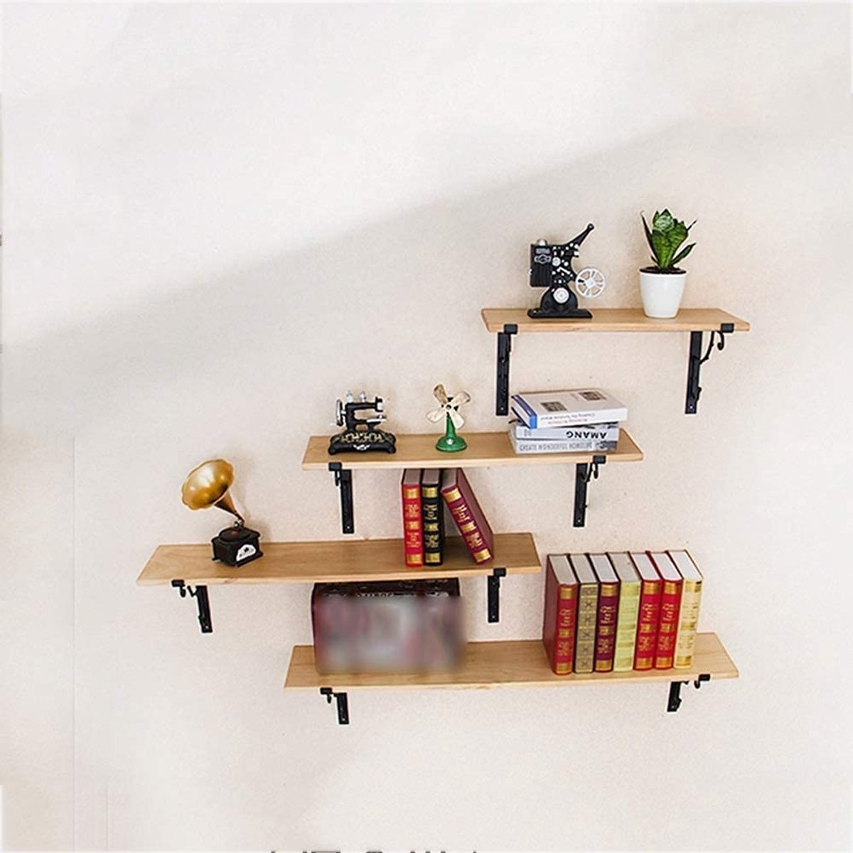 Multifunctionele Plank - Set van 4 - Wandmontage - Houten kleur