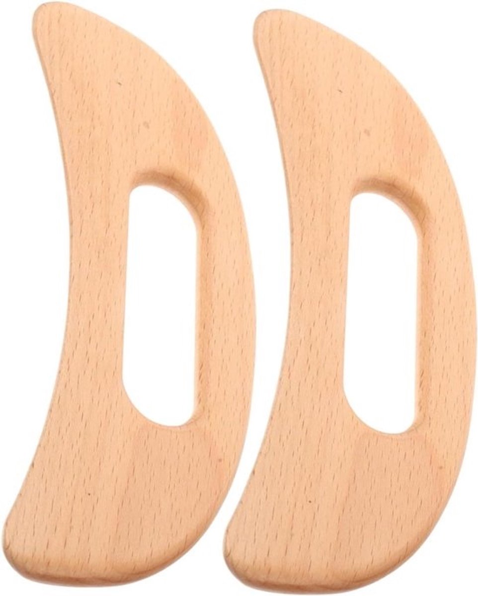 Houten Gua Sha Set - Massageplank Schraper - Lichaamsmassage - Ergonomisch Ontwerp - 19.5 x 7.5 cm - Beige