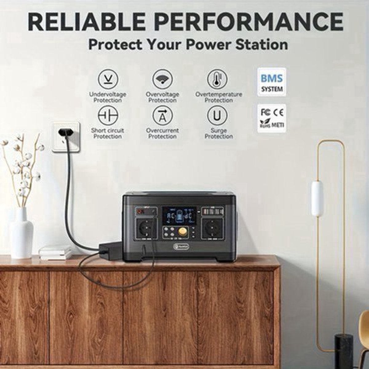 Draagbare Generator – Powerstation – Noodstroomvoorziening – Camping Accu – Mobiele Energiebron – 520Wh Capaciteit – Pure Sinusgolf Output – 500W Continu Vermogen