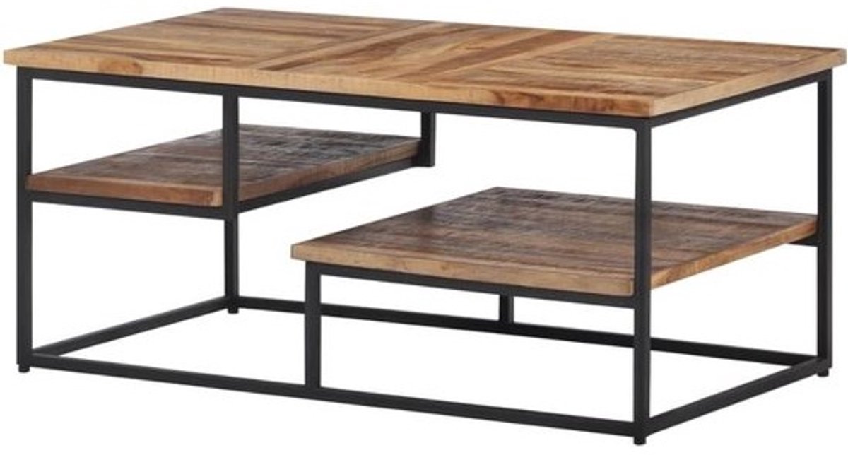 Salontafel Hout - Bijzettafel Woonkamer - Decoreren en Opbergen - Gerecycled Teakhout - 90x50x39 cm - Bruin