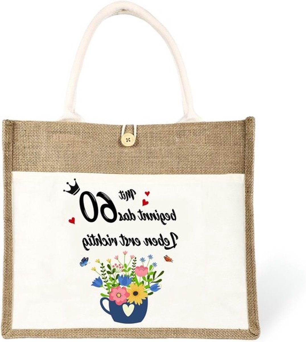 Jutetas - Stoffen tas Katoenen tas - Boodschappen doen - Om zelf te beschilderen - Opvouwbaar - Natuurlijk