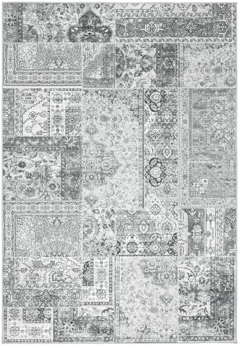 Dutch XXL Laagpolig Vloerkleed | Tapijt | Visionary | Patchwork | Grijs | 160x230 cm