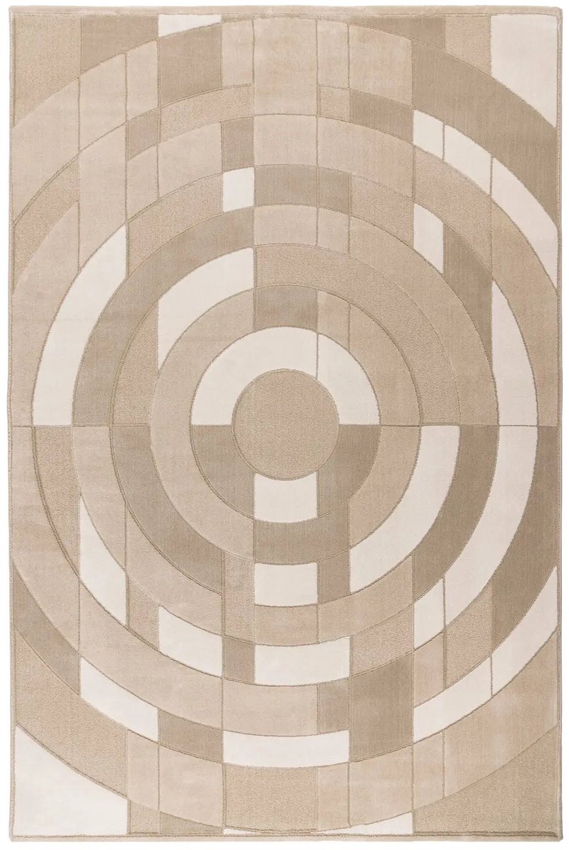 Dutch XXL Modern Vloerkleed | Tapijt | Bergamo | Grafisch | Beige | 120x170 cm