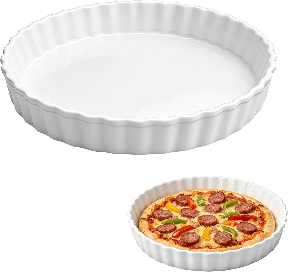 Ronde keramische taartvorm voor bakken, ideaal voor oven, barbecue, pizza en taarten (10 x 4 cm)