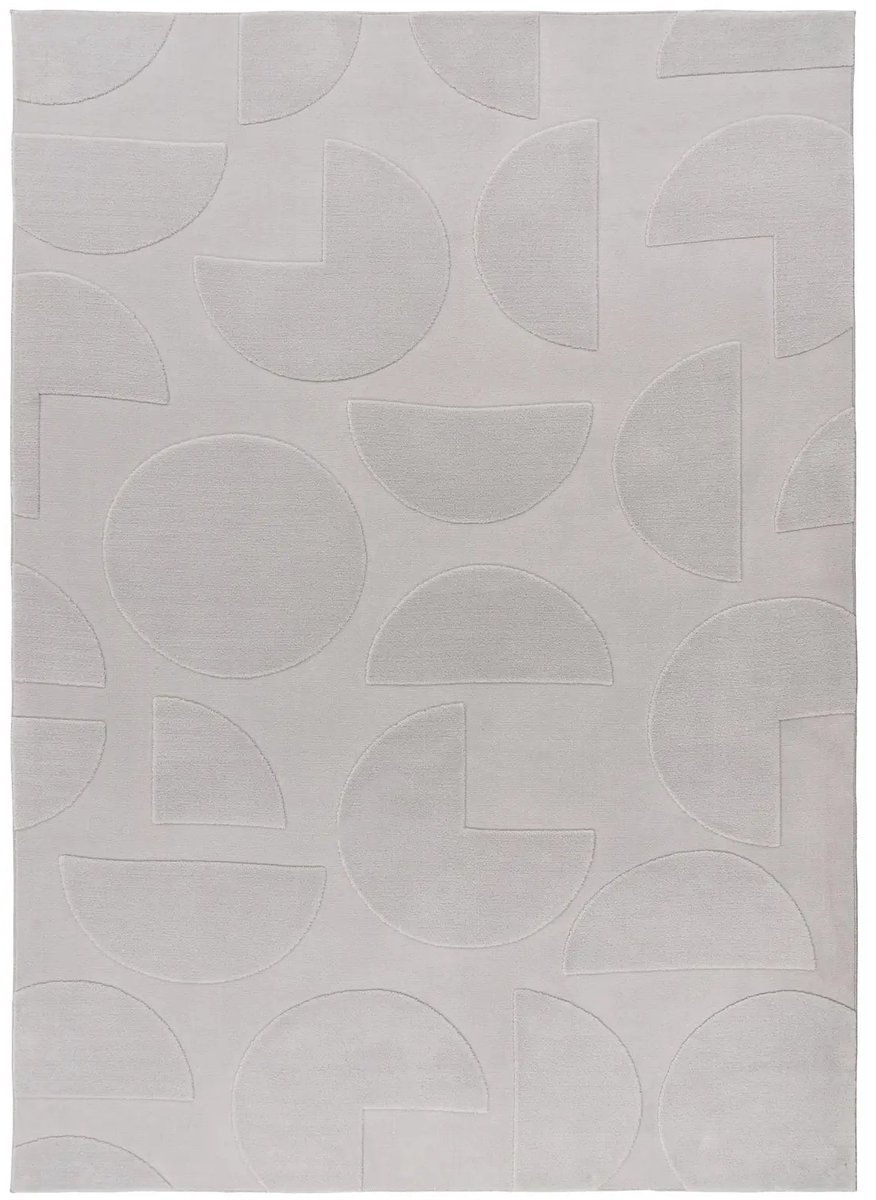 Dutch XXL Japandi Vloerkleed | Tapijt | Focus | Geometrisch | Zilver | 160x230 cm