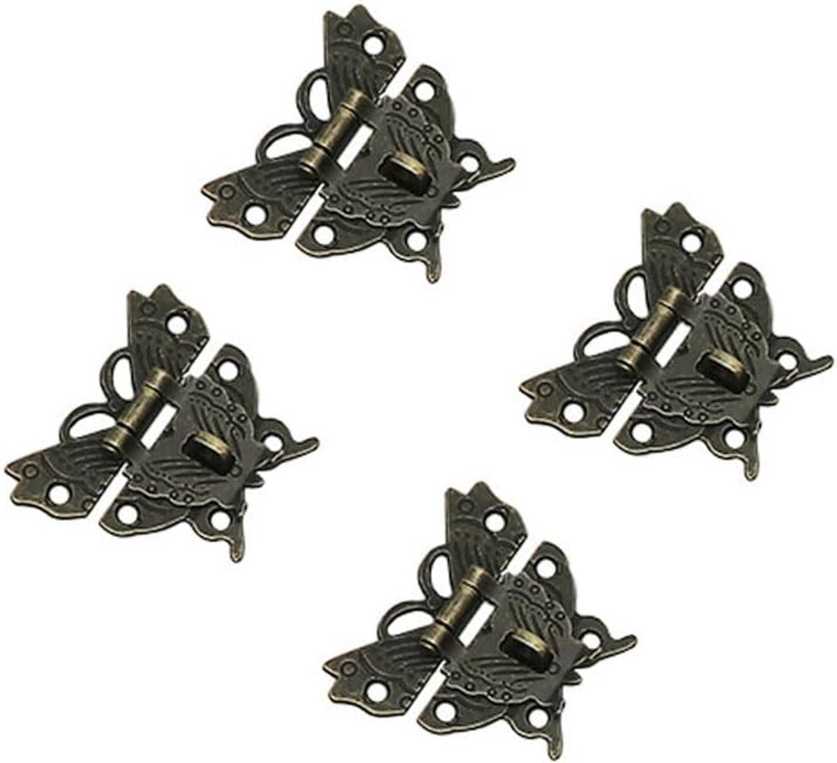 Vintage hangsloten set van 4, decoratieve sloten voor kasten en gereedschapskisten, veilig en stijlvol vergrendelen