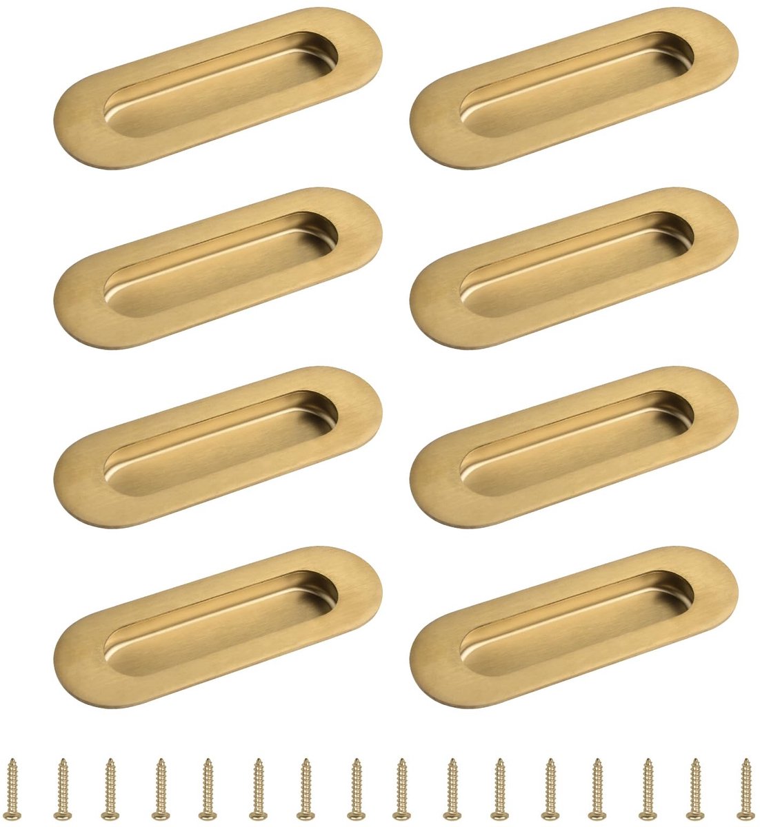 Oval Side Hole Flush Pull - 8 stuks - Geborsteld Goud