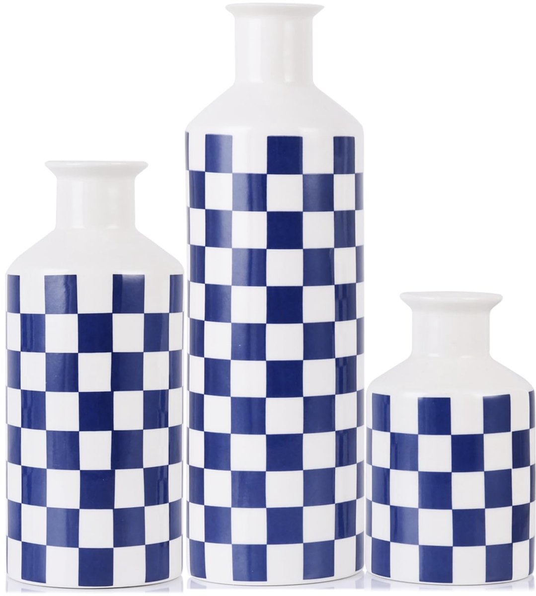 Set van 3 Geraamde Vazen - Zwart en Wit - Modern Minimalistisch