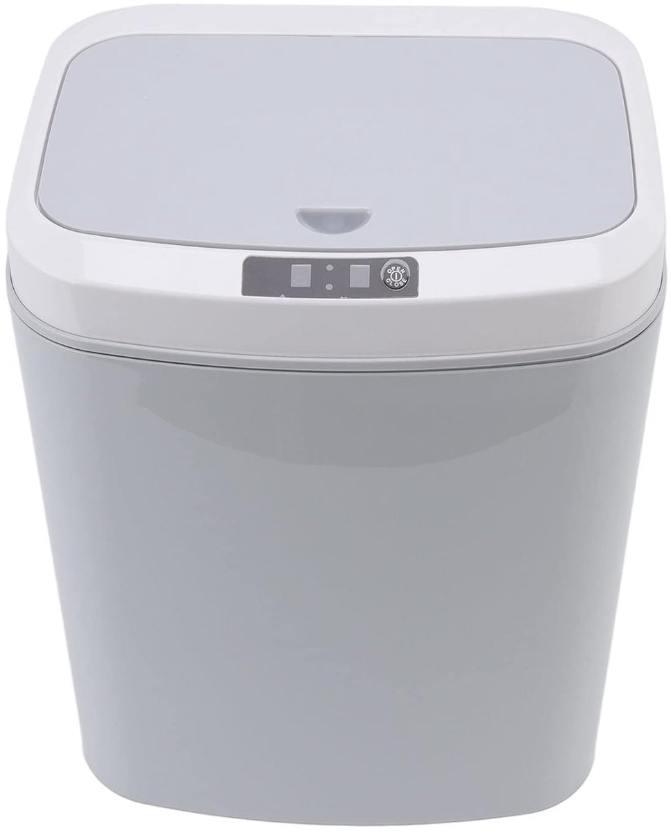 Slimme Prullenbak met Automatische Sensor en Dubbele Modus voor Woonkamer, Kantoor en Slaapkamer - Grijs, Hygiënisch en Handenvrij Gebruik