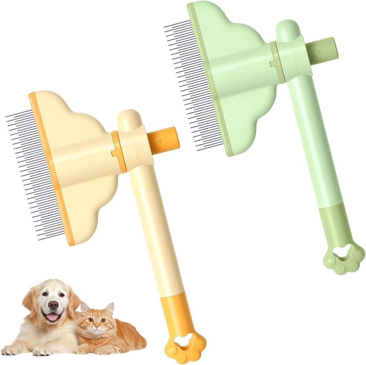 Fur Blitz Borstel Set voor Honden en Katten, Vlooienkam en Massagborstel voor Verzorging en Schoonmaken van Vacht