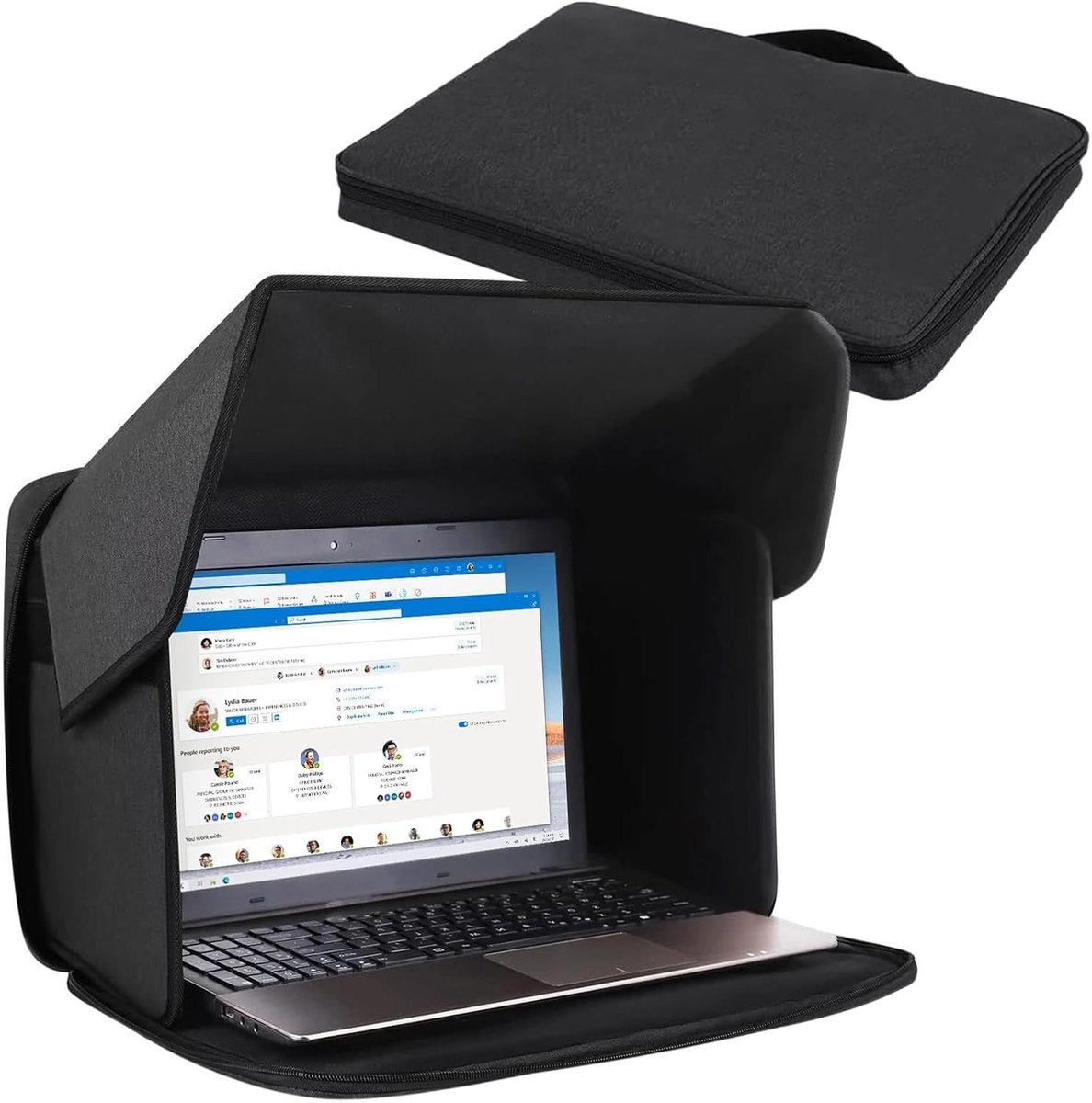 Laptop Bescherming en Privacy Scherm - Opvouwbare 2-in-1 Laptop Tas voor 12-16 Inch - Zonbescherming en Schaduw voor Buitenwerk