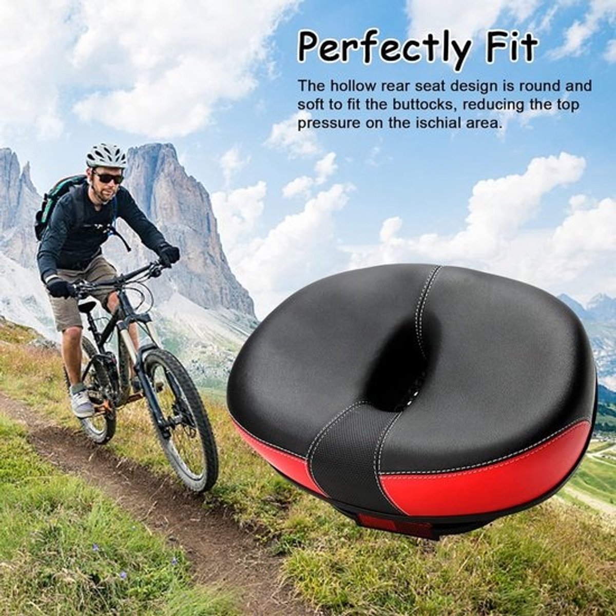 Breed Fietskussen - Ergonomisch Fietszadel - Comfortabel Fietsen - Geen Neus Ontwerp - Standaard Maat - Zwart