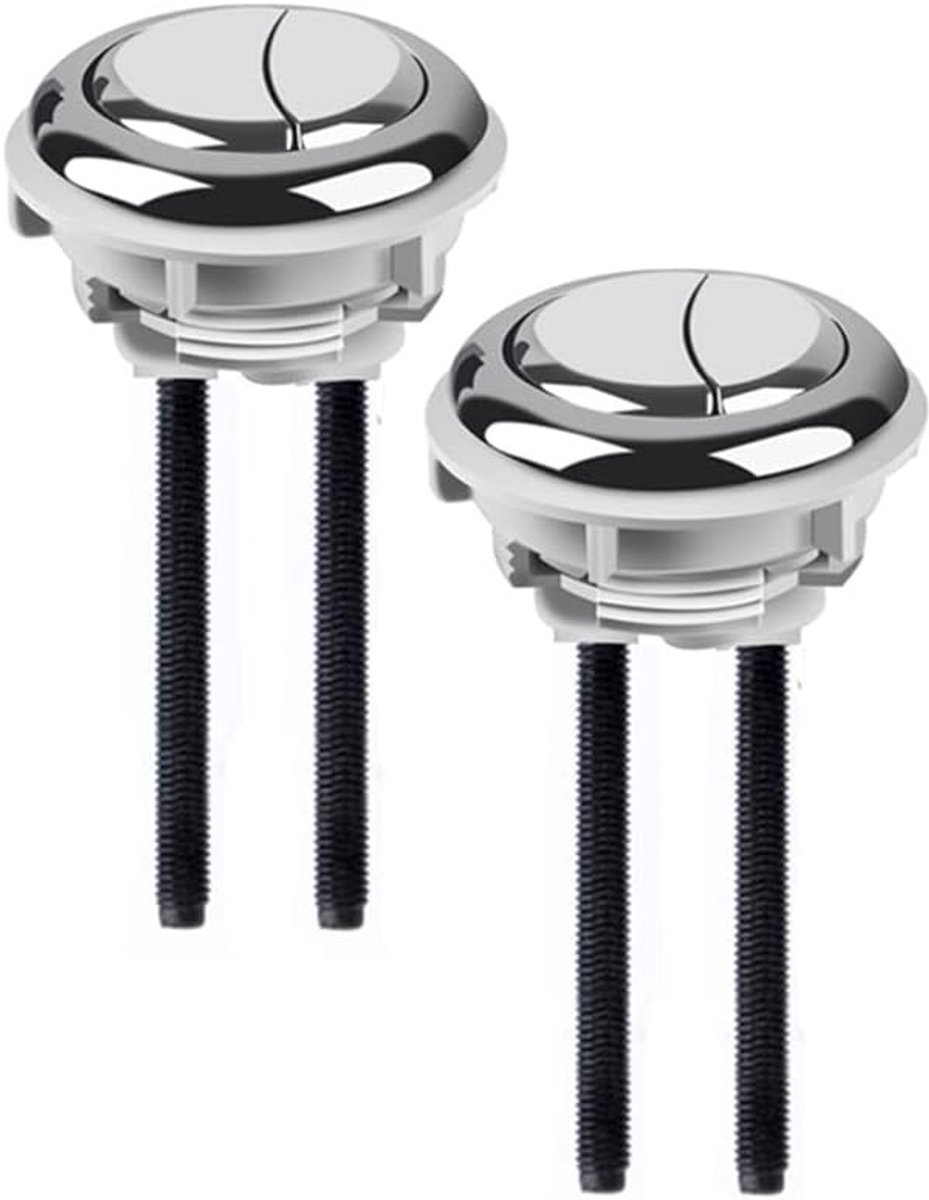 Vervangende Toilet Spoelknop Set van 2, Dual Push Flushing Knoppen voor Toiletten, Geschikt voor Toilettanks met 48mm Diameter