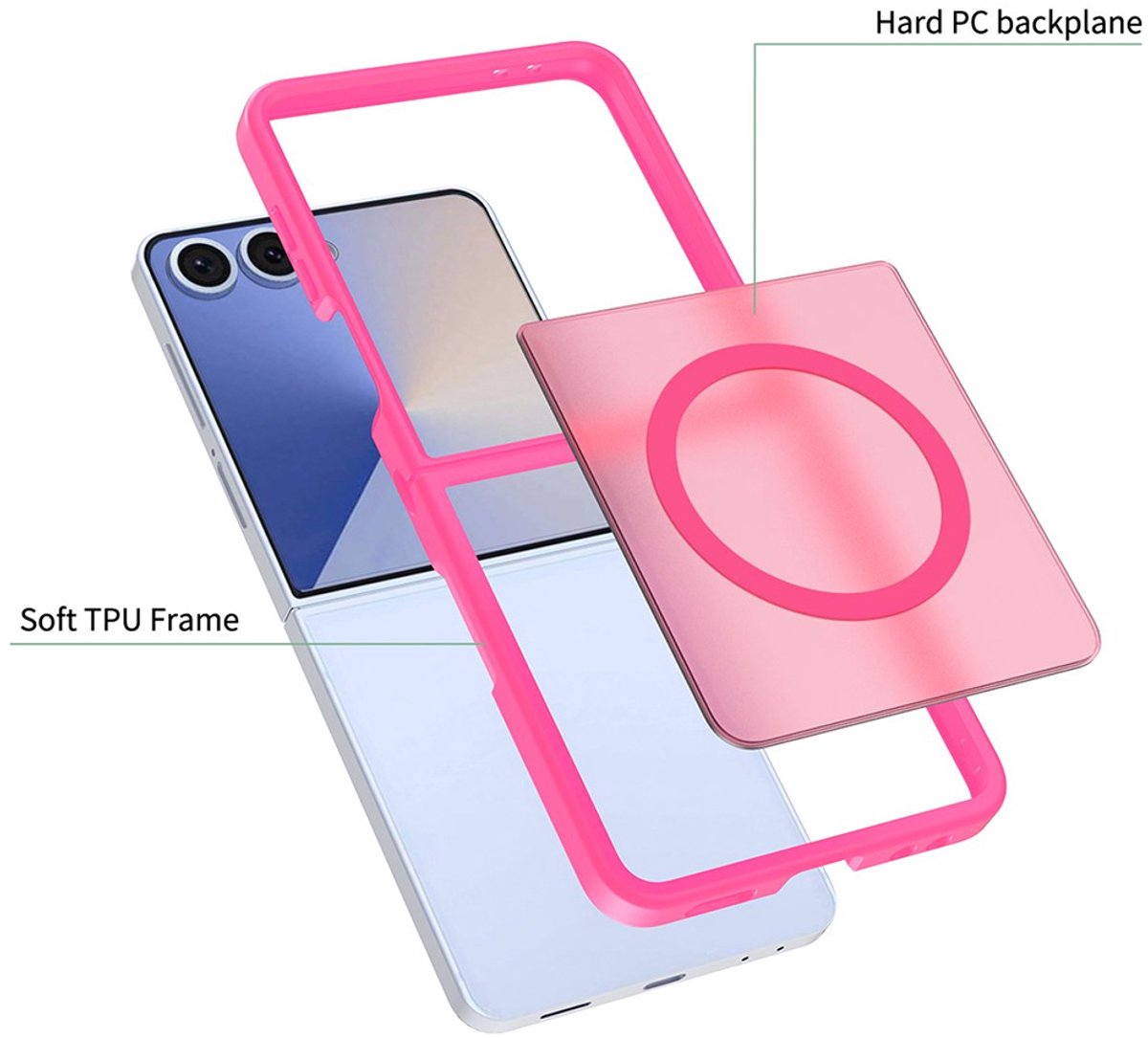 CaseMania Backcase hoesje geschikt voor Samsung Galaxy Z Flip 8 - Fuchsia Roze - TPU (Zacht) - Frozen Frosted look - Compatible met MagSafe & Qi2