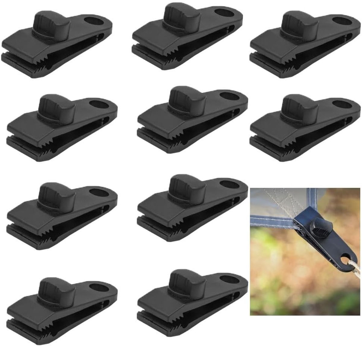 Set van 10 Multifunctionele Tentclips voor Zeilen, Tenten en Tuinprojecten - Sterke Plastic Klemmen en Bevestigingsclips voor Zeilbescherming en Bannerbevestiging