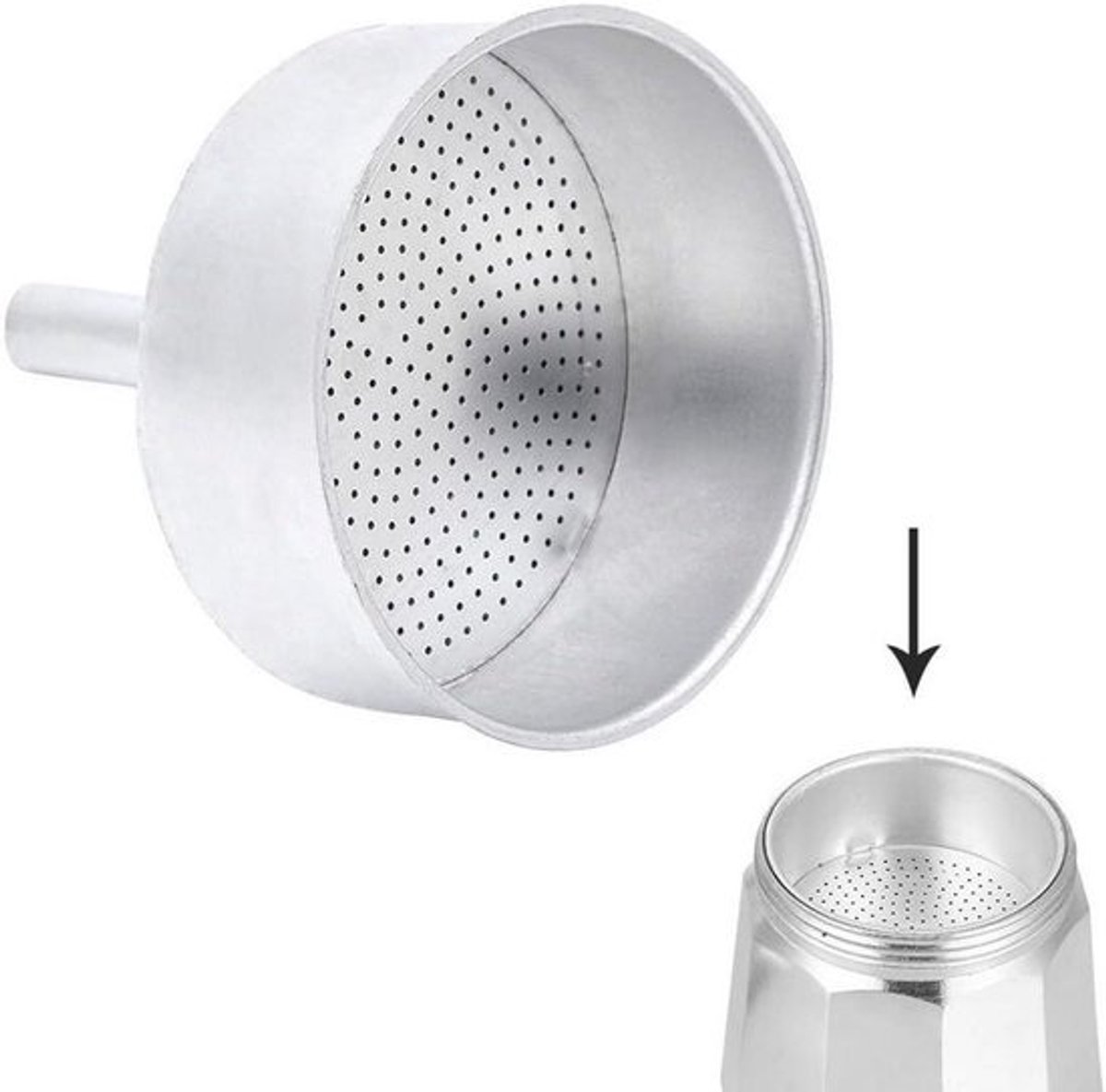 Trechter Koffiezetapparaat - Reserve Trechter Aluminium - Koffie Maken - Inductie Geschikt - 9 Koppen - Aluminium