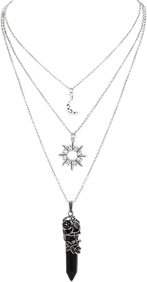 Gothic Emo Grunge Halve Maan Ketting met Zon en Ster voor Halloween en Kerst - Uniek Sieraad voor Vrouwen en Meisjes