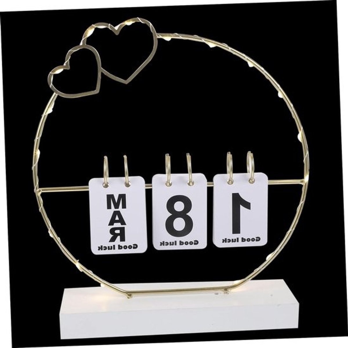 Houten Bureaukalender - Eeuwigdurende Kalender Rustieke Decoratie - Bureau Decoratie - Herbruikbaar Ontwerp - 28 x 25 cm - Wit