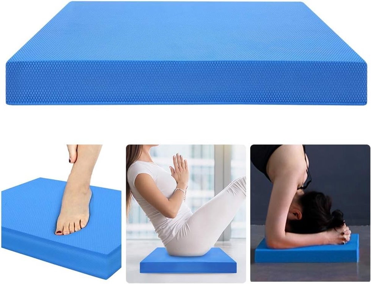 Fitnessmat en Yogakussen voor Training, Eco-vriendelijk TPE, Ideaal voor Yoga Enthousiastelingen en Gezinsgymnastiek, Blauw, Klein