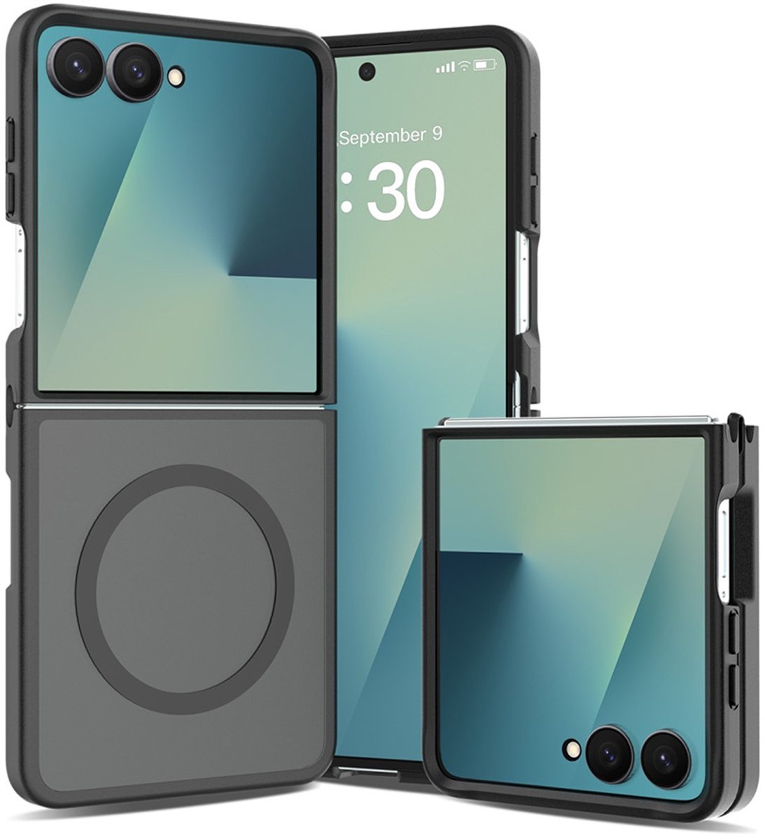 CaseMania Backcase hoesje geschikt voor Samsung Galaxy Z Flip 8 - Zwart - TPU (Zacht) - Frozen Frosted look - Compatible met MagSafe & Qi2