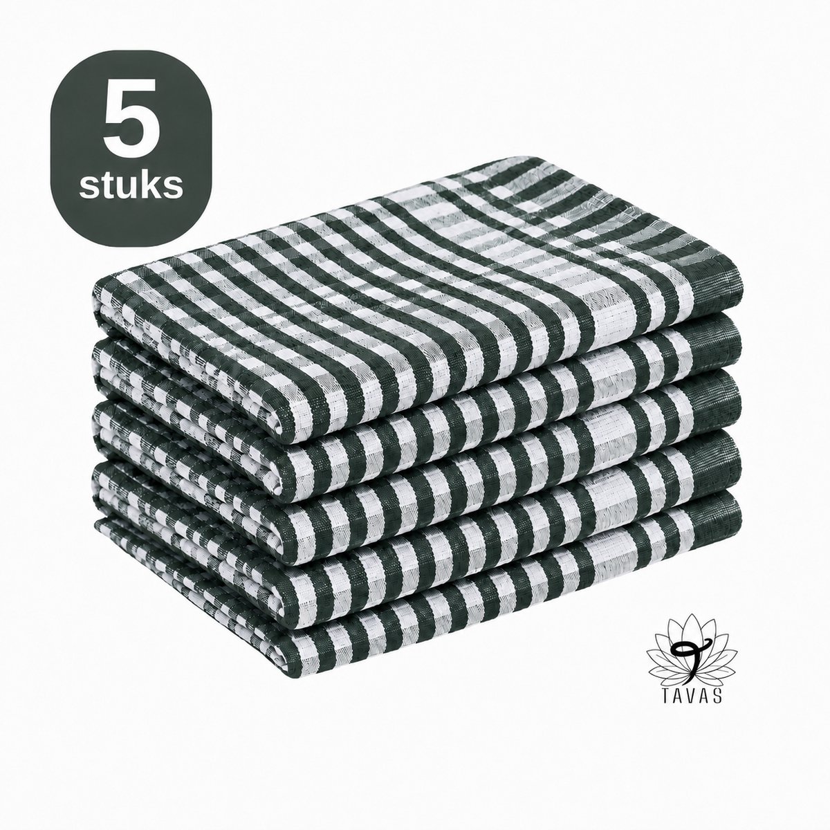 Theedoekenset Groen Glazendoeken 47x67 cm - Set van 5 - Horeca 80% katoen 20% Polyester Theedoeken horeca
