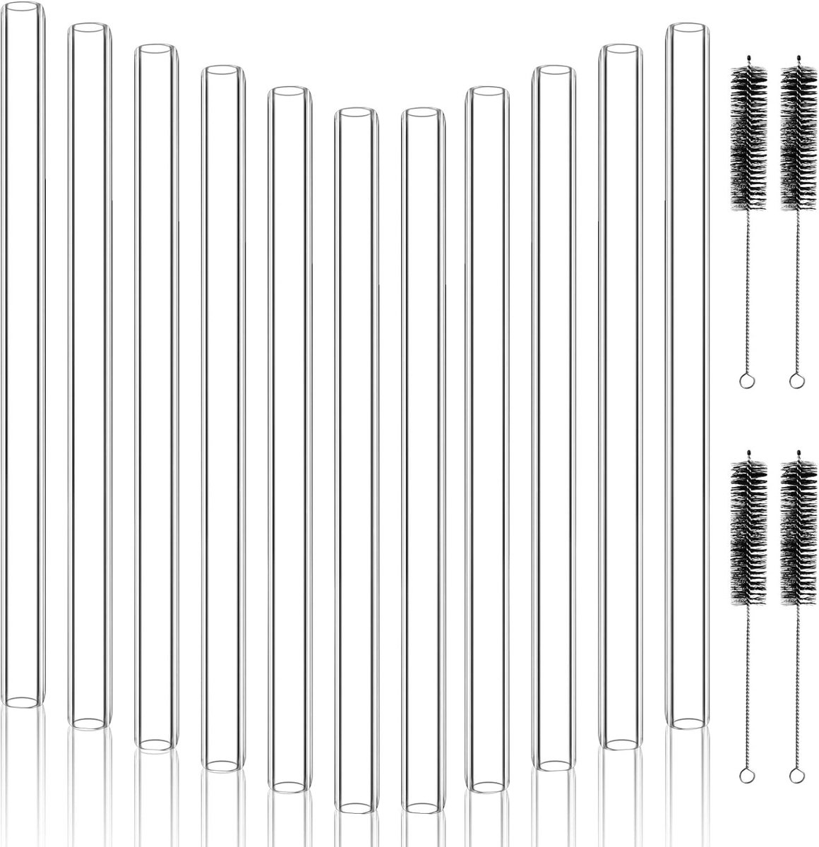 20 Stuks 8 Inch Lange Borosilicaat Glazen Blazertubes, Duidelijke Glazen Tubes voor Glasblazen, Laboratorium Experimenten, 12mm OD, 8mm ID, 2mm Dikke Wand met 4 Reinigingsborstels