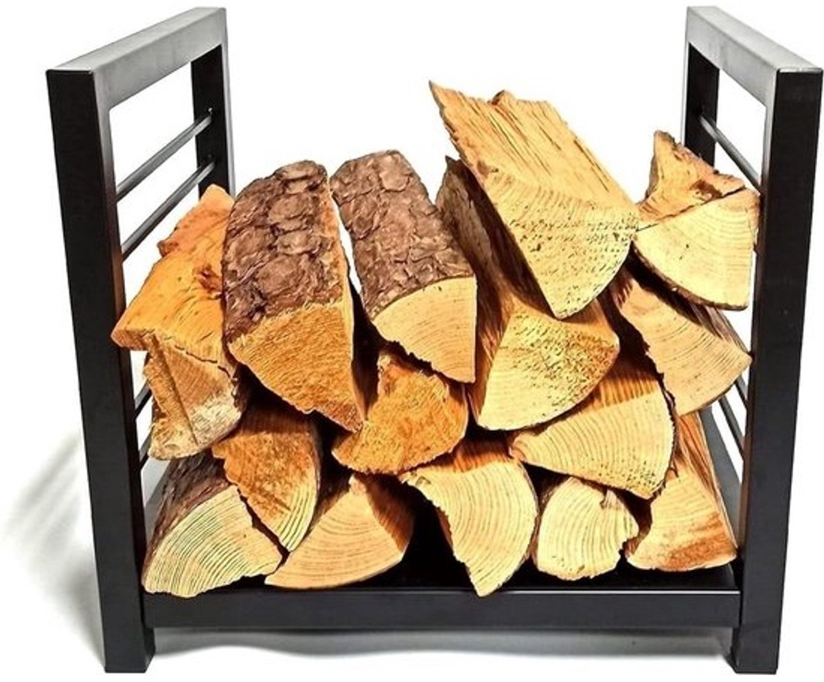 Houtopslag - Brandhoutrek - Haardhout Opslag - Robuust Metaalontwerp - 40x35x36 cm - Zwart