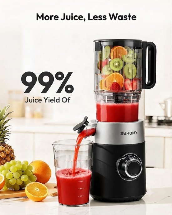Slowjuicer 220W - 135 mm XXL Vulopening - 1,8L Sapcontainer - Stil <60 dB - Triple Filtersysteem — afbeelding 4