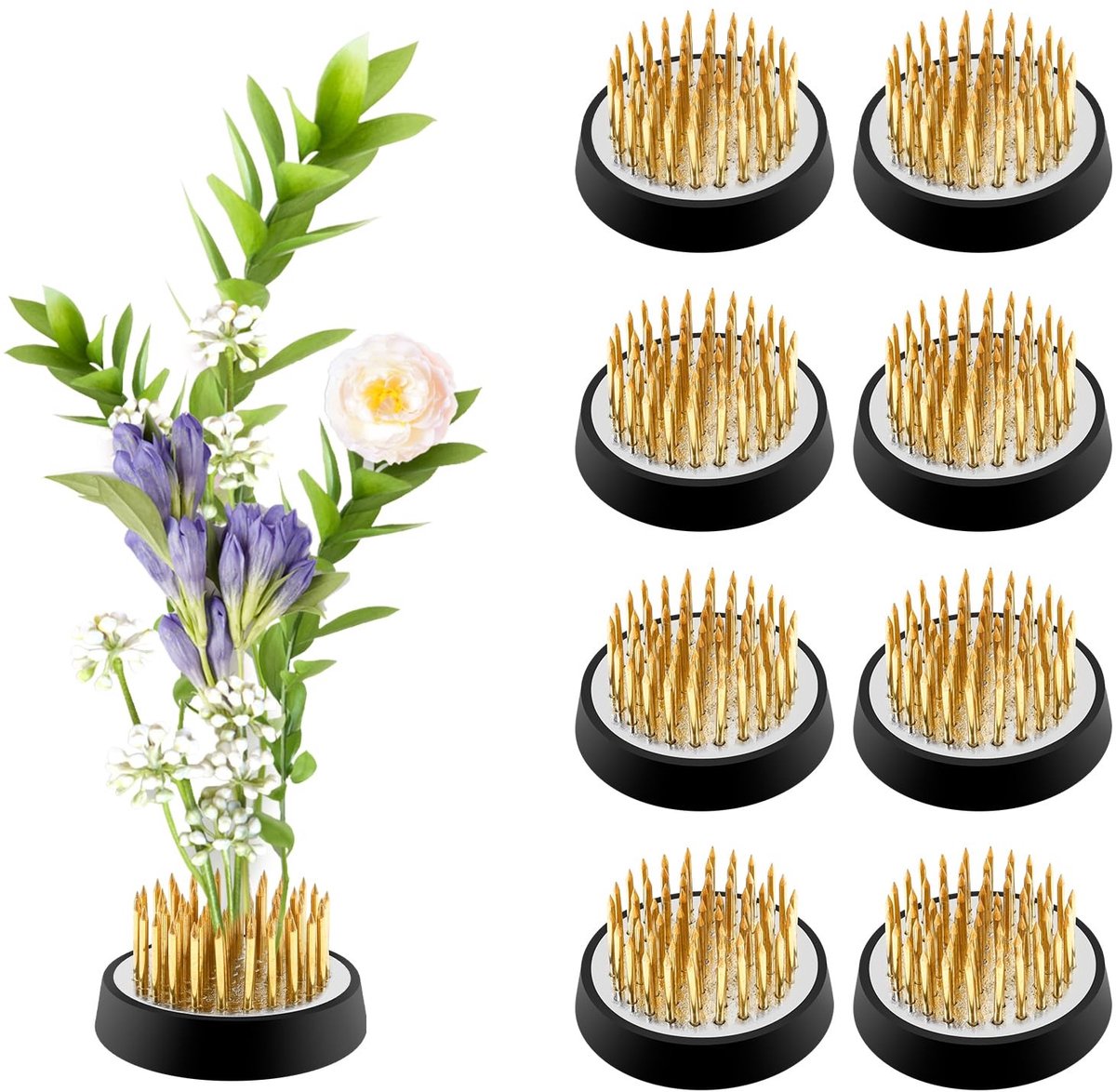 Bloemenegel set van 8 - Koper, voor bloemstukken
