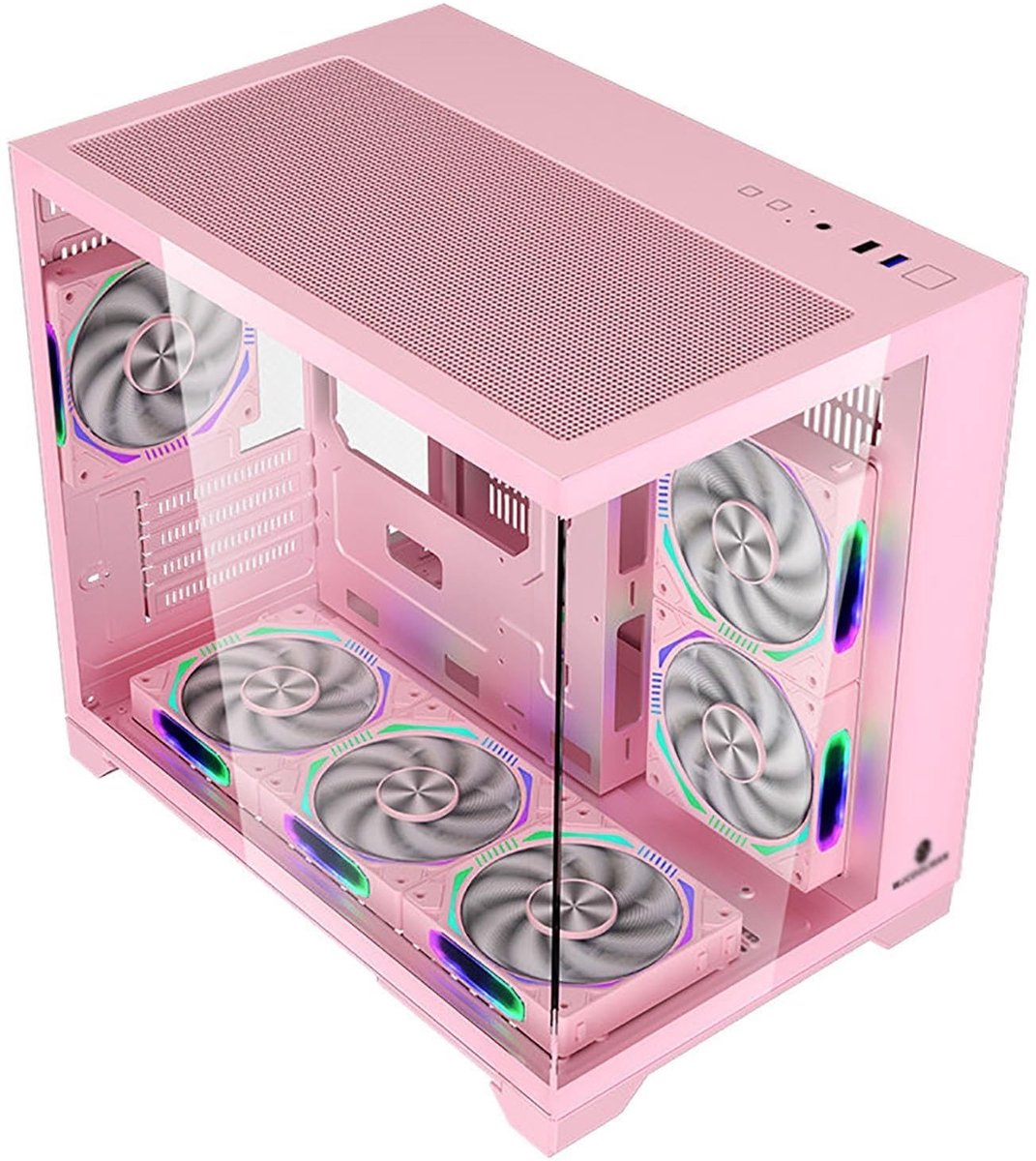 Mid-Tower Computerbehuizing - Tempered Glass Paneel, Roze
