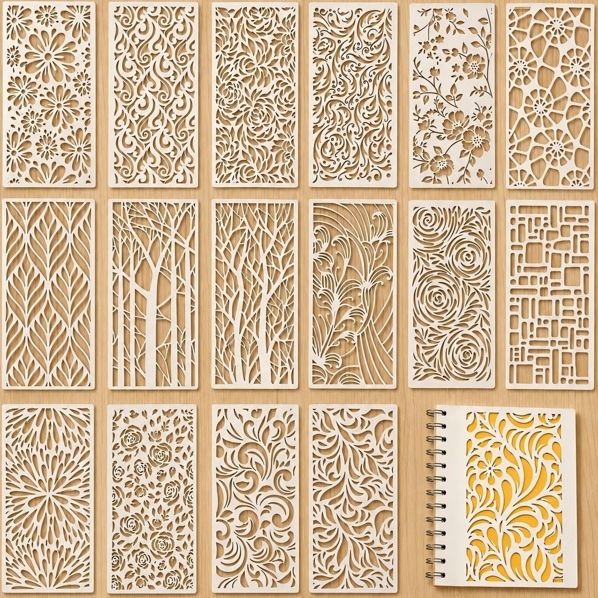 Geometrische texturensjablonen - 16 stuks herbruikbare knutselaccessoires