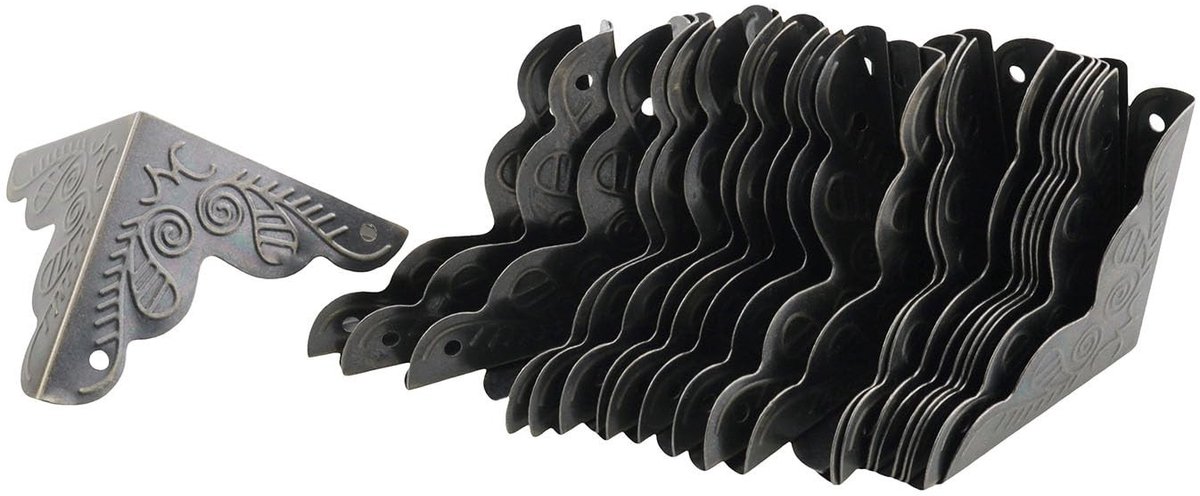 20 Stuks Hoekbeschermers voor Dozen - Antiek Messing met 80 Schroeven