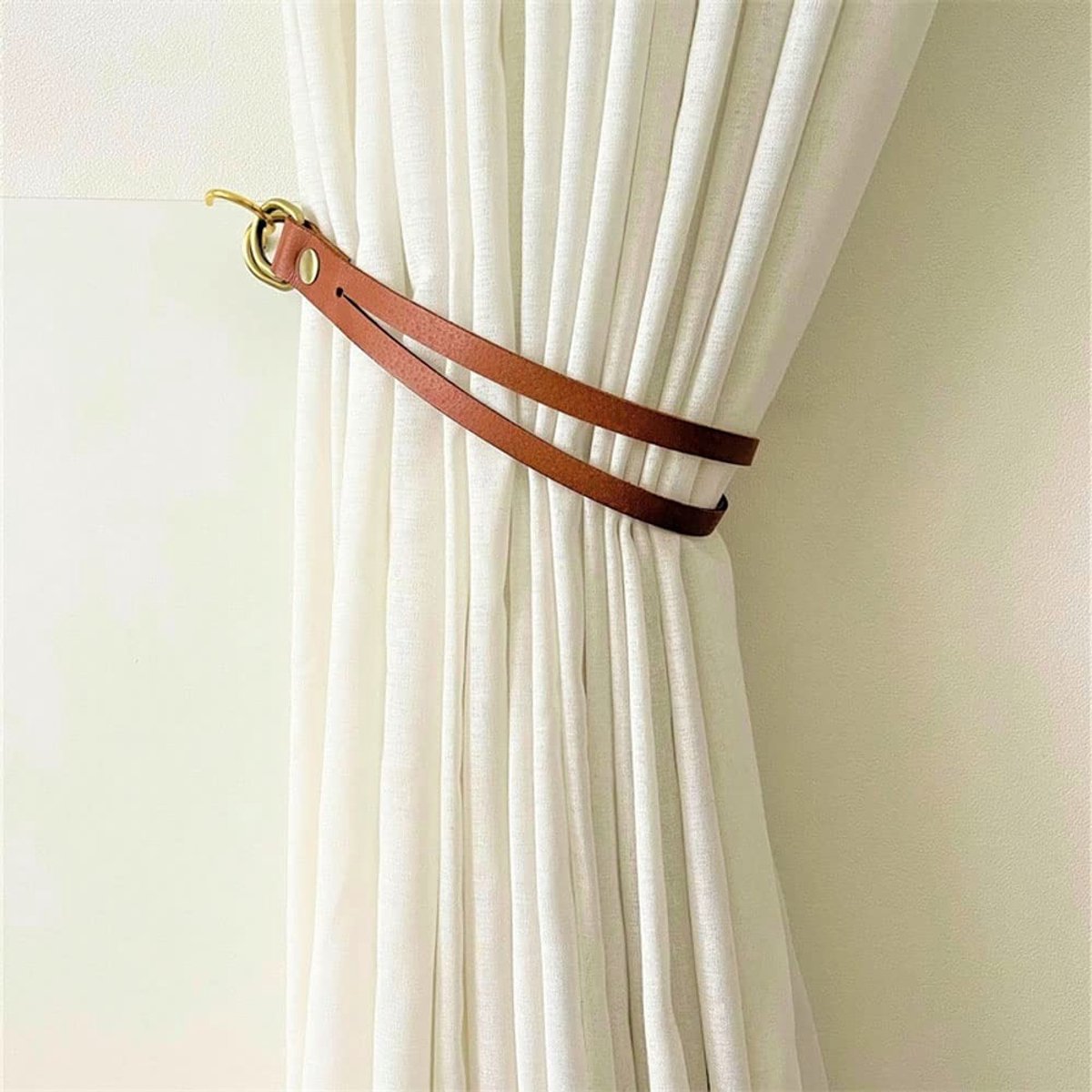 Leren Gordijn Touw - Vintage Rod Holder - 2 Stuks