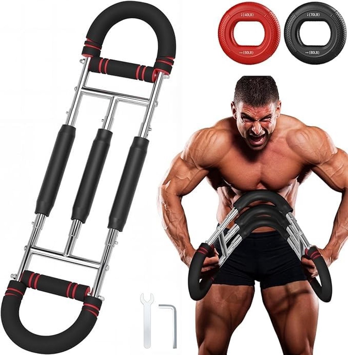 U-vormige Armtrainer - Verstelbare Weerstand tot 50 kg - Blauw