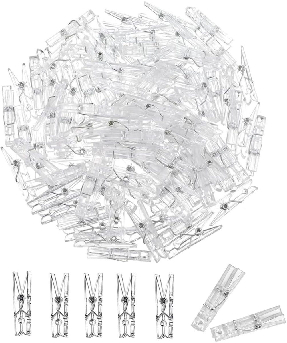 Mini Wasknijpers - Transparant - 200 Stuks