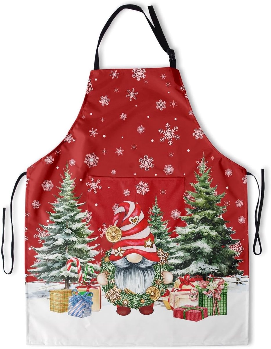 Grappige Kerst Schort, Verstelbaar en Waterdicht, Perfect voor Koken, Grillen en Feestjes