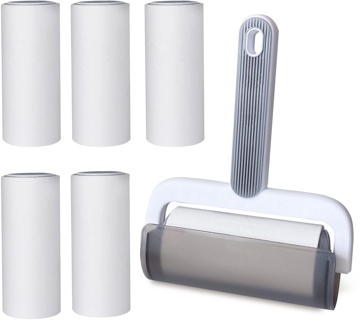 Lintroller Set - 6 Rollen met Dispenser - Extra Plakkerig - Grijs en Wit