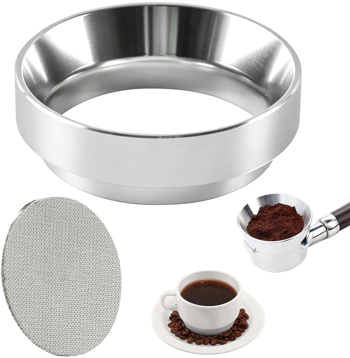 Funnel en dosing ring 51 mm voor magnetische handgrepen, aluminium maatbeker voor espresso, barista accessoires en filtertoebehoren