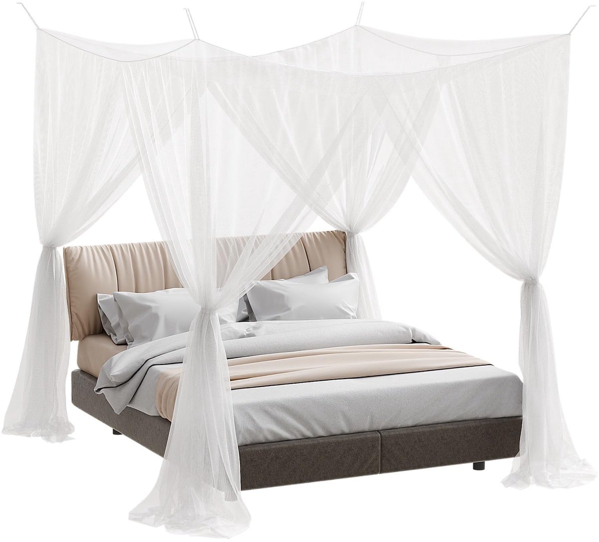 Mosquito Net voor Bed - Zwart met 4 Hoeken