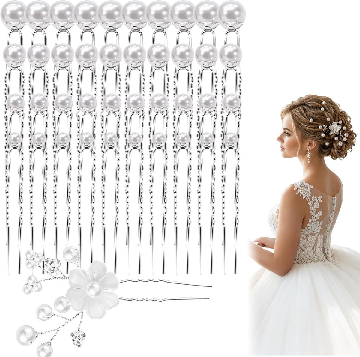 Haaraccessoires voor bruiloften - 42 stuks haarspelden met parels en elegante details