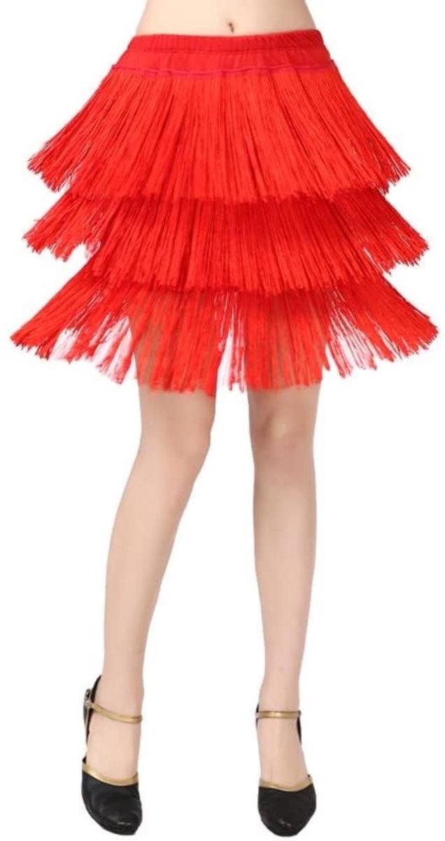 Dansrok voor vrouwen - Drie-laags franje - Rood