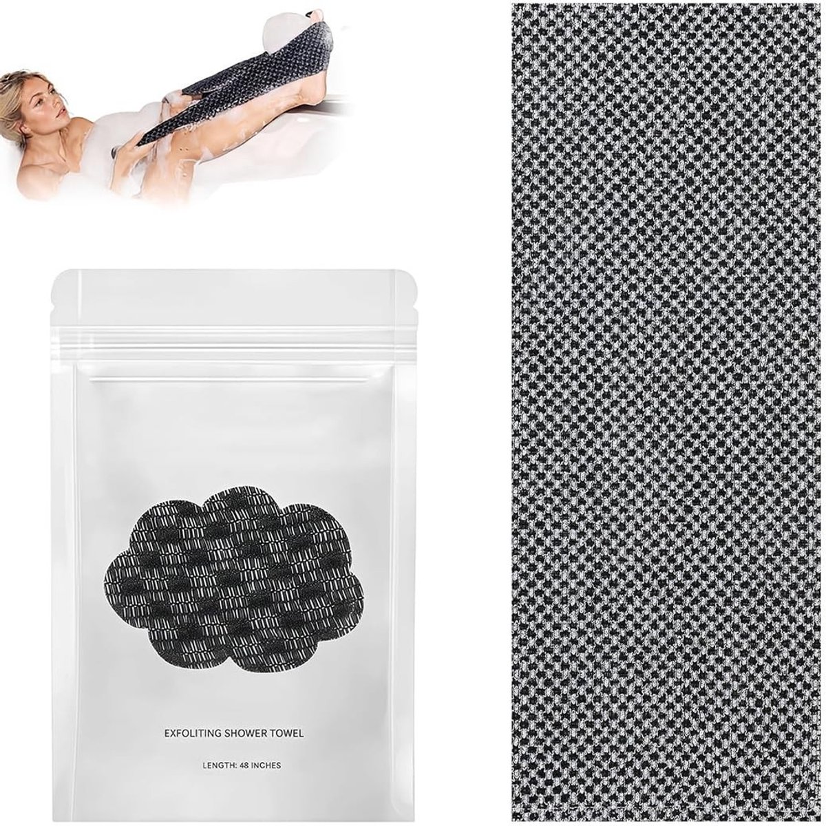 Exfoliërende Antibacteriële Douchehanddoek - Zwart